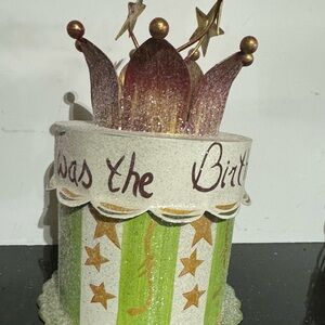 Christmas Painted Metal Jar